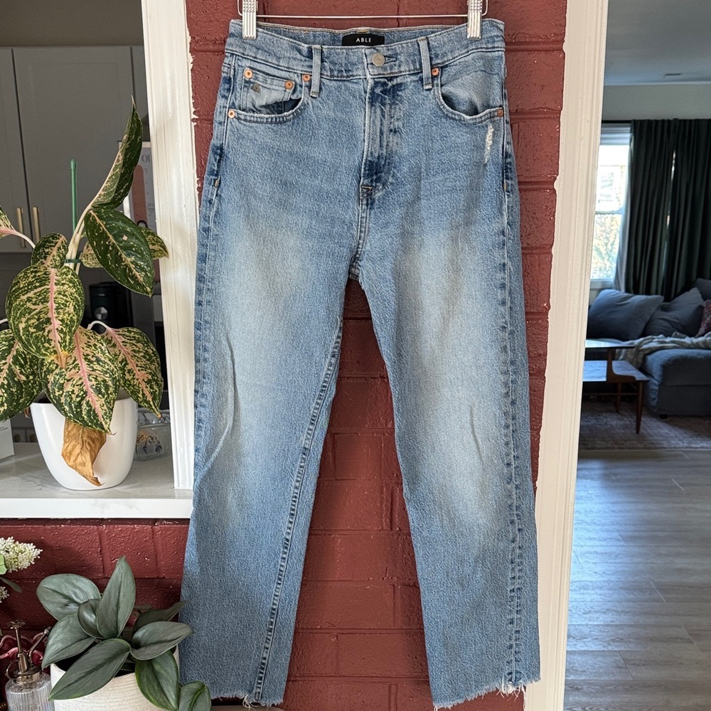 Able Light Wash Straight Leg Denim Jeans
